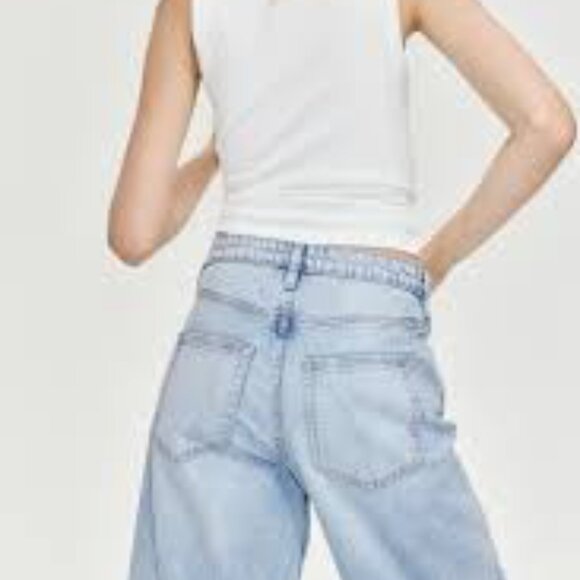 H&M Wide Adjustable Waist High Rise Patched Jeans Size 16 NWT - Picture 12 of 13